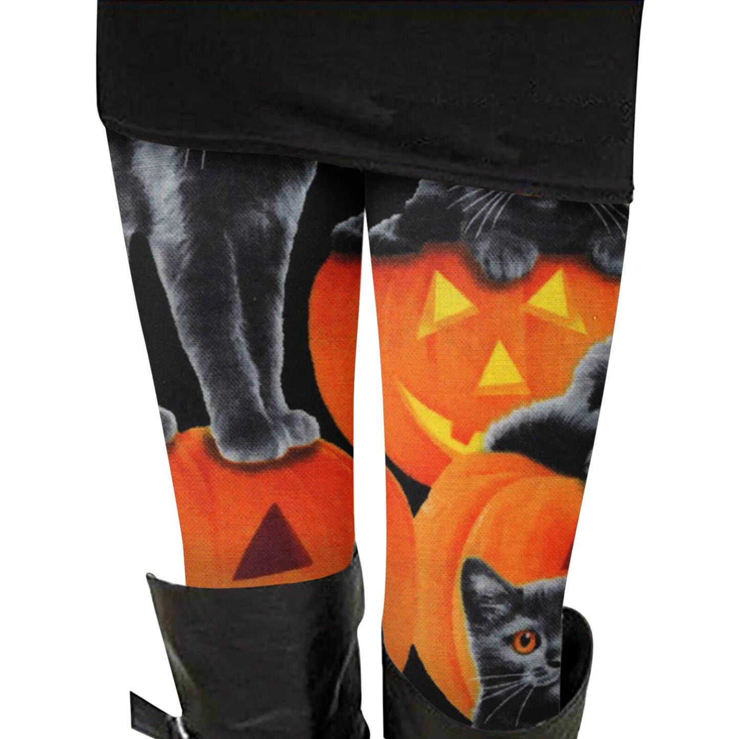 Leggings d'halloween imprimés citrouille chauve-souris pour femmes, extensible, taille haute .